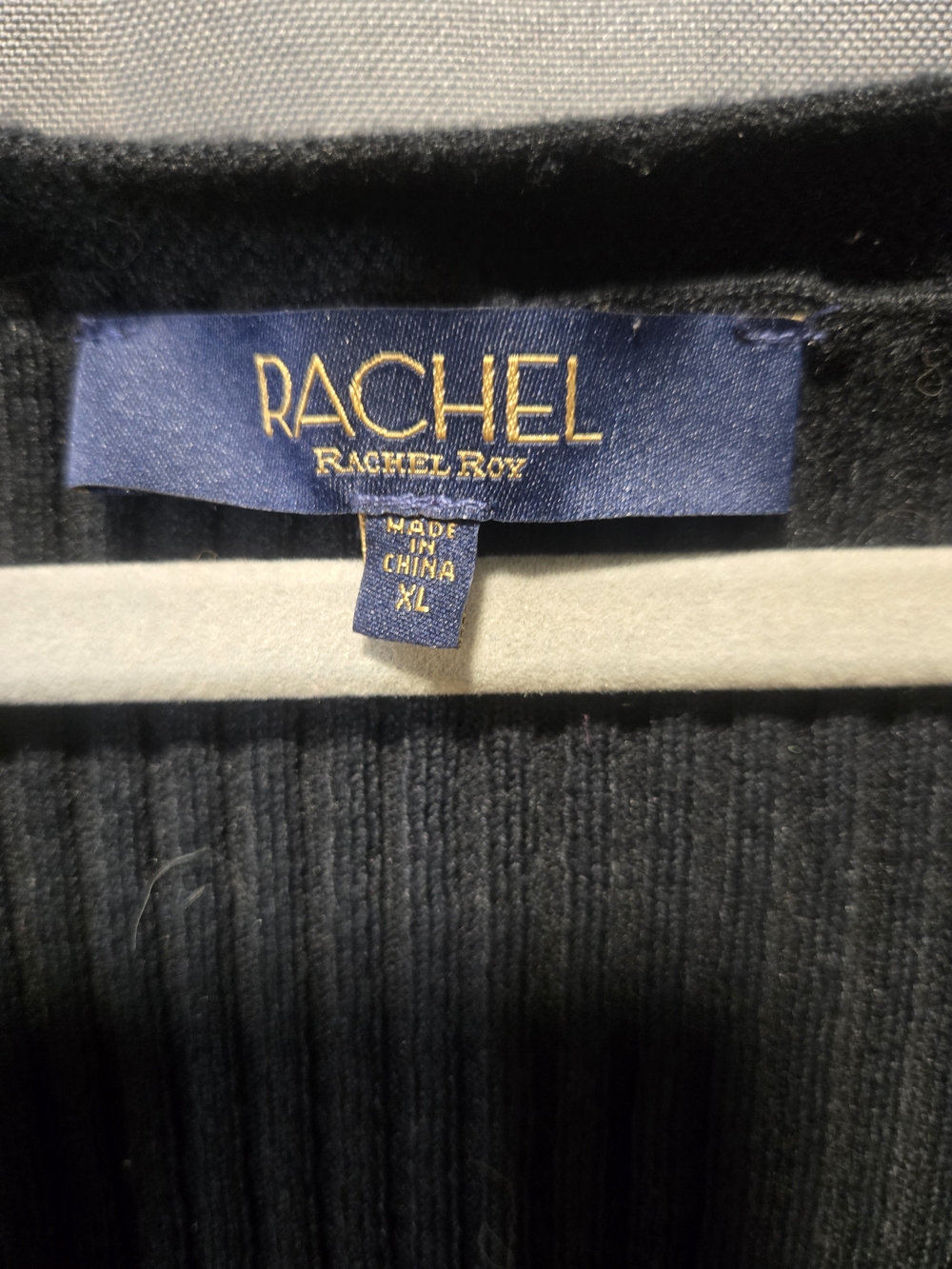 Rachel Black Ribbed V-Neck Button-Front Cardigan - Picture 3 of 3